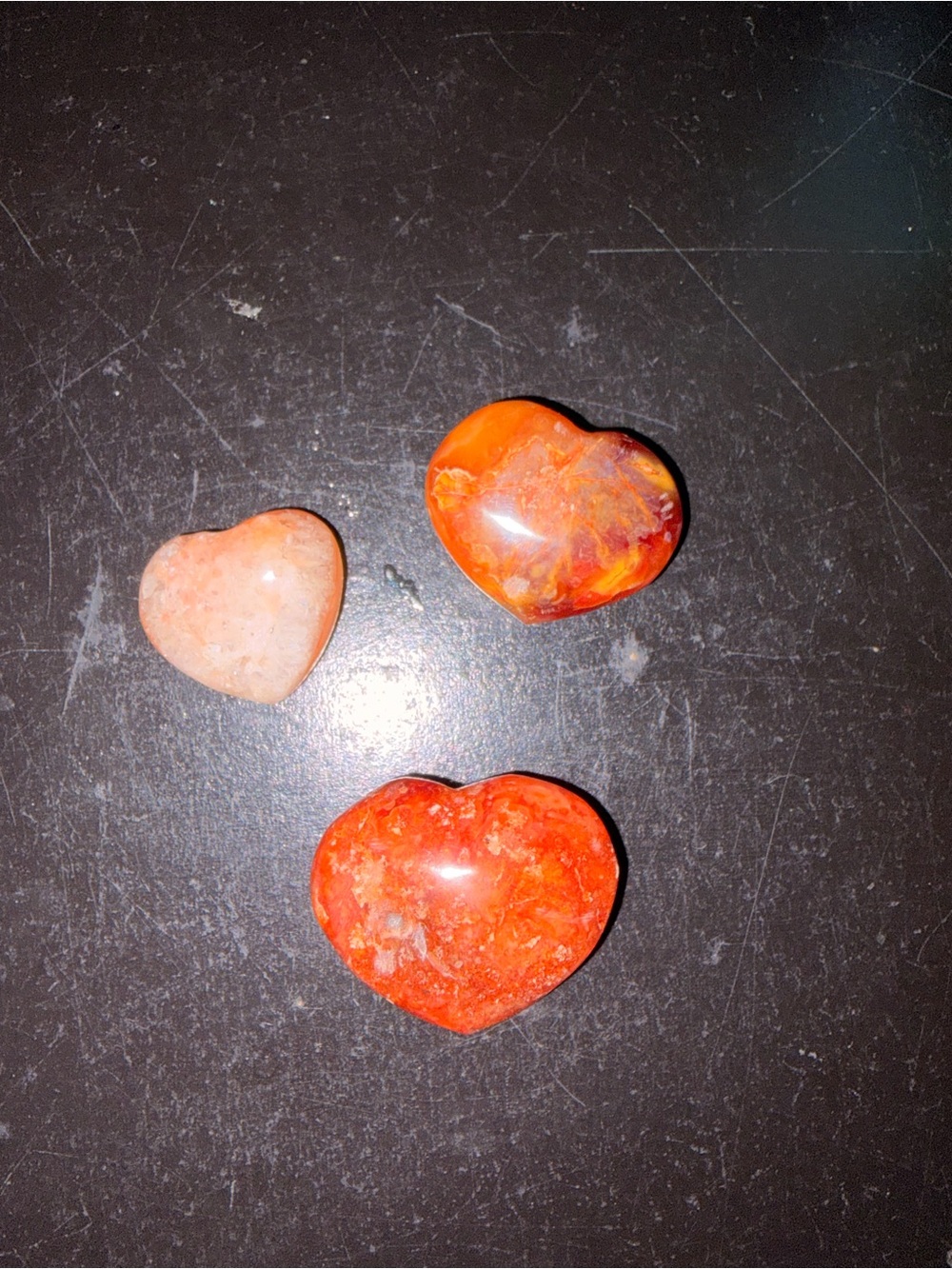 Heart-Shaped carnelian crystals